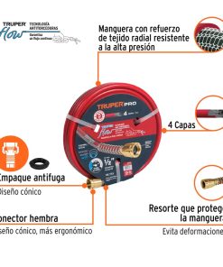 TRUPER MANGUERA 4 CAPAS REFORZADA 1/2 15MTS MAN-15X1/2X (19791)