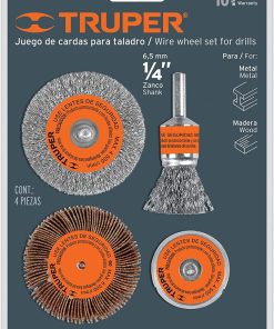 TRUPER JUEGO CEPILLOS ACERO P/TALADRO 4PCS JCA-4P (11577) (2202238)