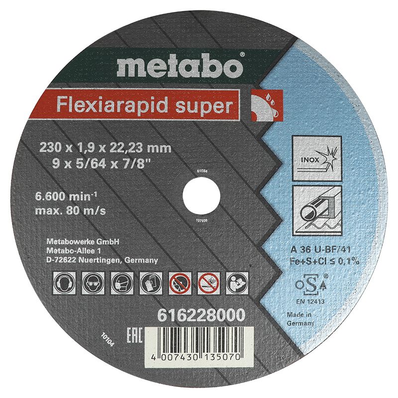 METABO DISCO CORTAR ACERO INOXFLEXI/ 9 5/64 616228 (505088) FINO