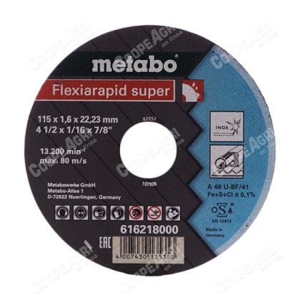 METABO DISCO P/CORTE ACERO CONICO 4.1/2 16219 (505084)