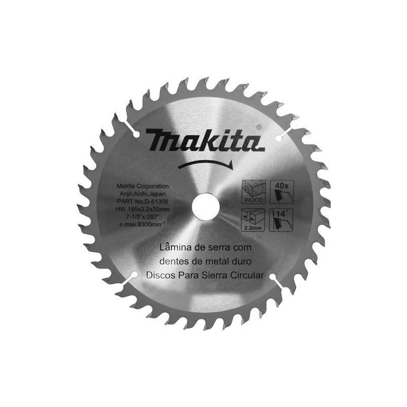 MAKITA DISCO P/SIERRA PATIN CORTAR MADERA 7.1/4 16Dtes D-03420 (113545)