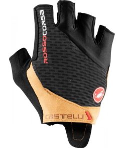 Guantes cortos Castelli Rosso Corsa Pro color negro/marrón claro